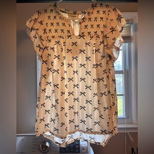 Umgee Cream and Black Bow Blouse